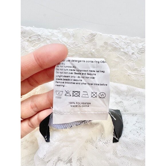 NWT JUSTIN ALEXANDER BRIDAL White Ivory Lace Pearl Embellished Crop Top, Size 16 - Picture 12 of 13